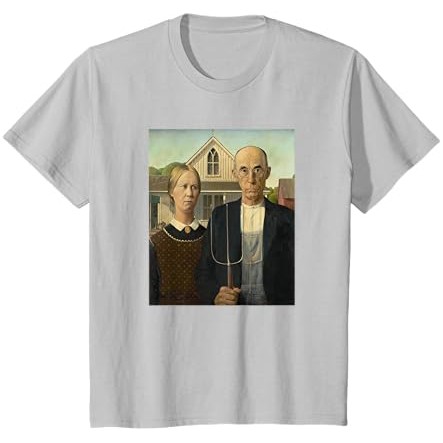 Kaus Pertanian Petani Lukisan Seni Rupa Gotik Amerika Grant Wood |sSp6VjfK|