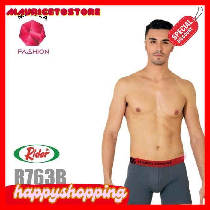 CELANA DALAM PRIA BOXER - RIDER SPORT 763B - HITAM / ABU POLOS PILIHAN TERPOPULER