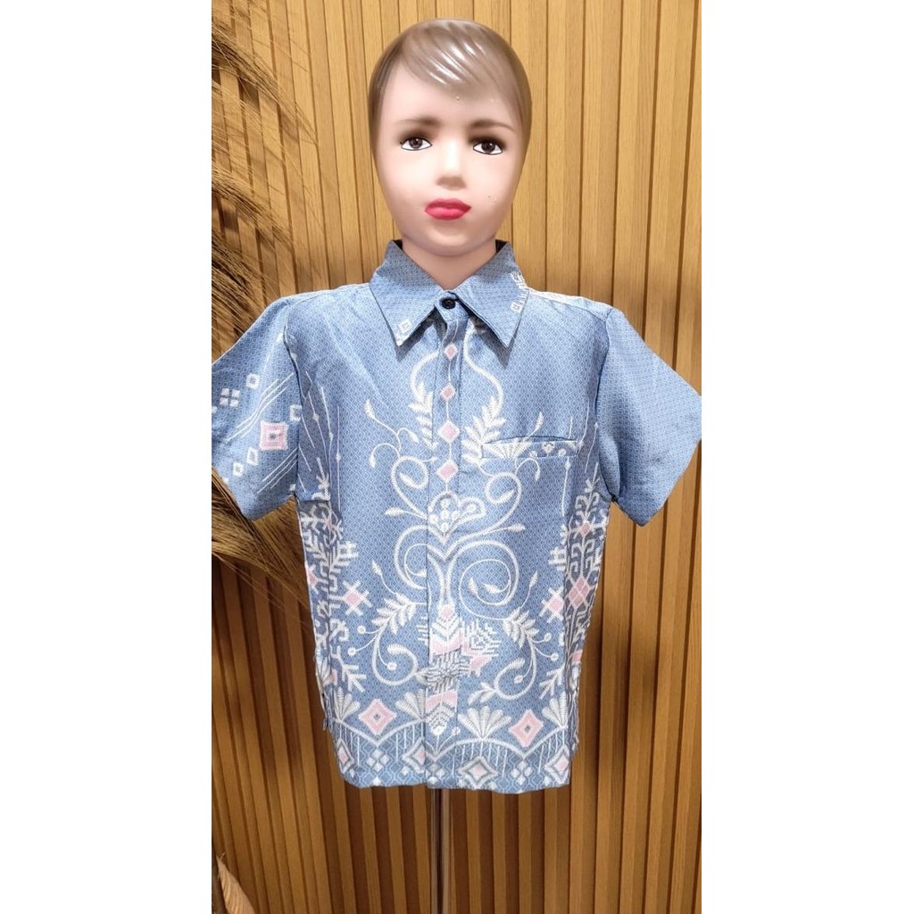 Kemeja Batik Satin Anak Laki Laki Kemeja Sarimbit Keluarga Couple