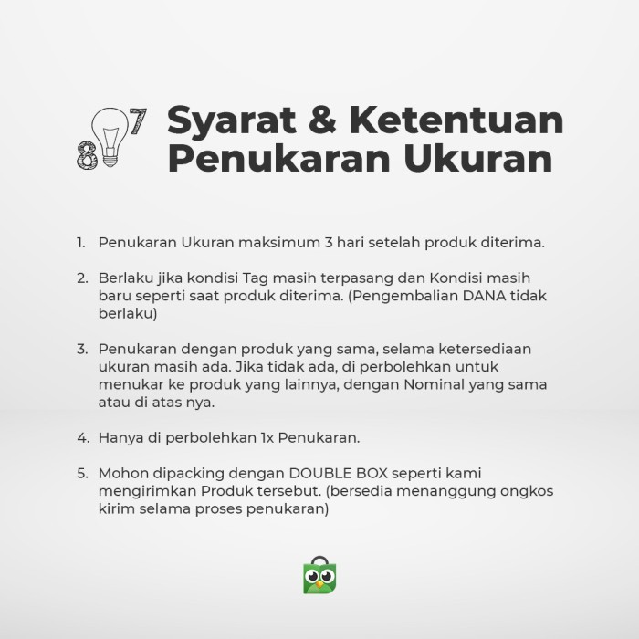 

Syarat & Ketentuan Penukaran Ukuran