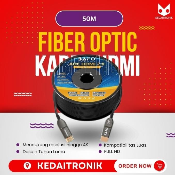 TERBARU - Original Kabel HDMI Fiber Optic BAFO 50M Cable 50 Meter Hdmi FO AOC