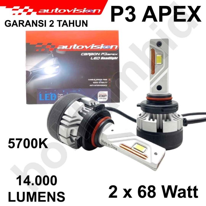 Lampu LED Autovision Carbon P3 HB3 9005 58W 13000 Lumens Super Terang