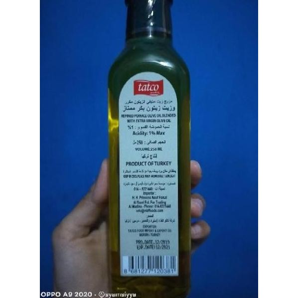 

Terlaris Minyak Zaitun Tatco Original Botol Kaca / Extra Virgin Olive