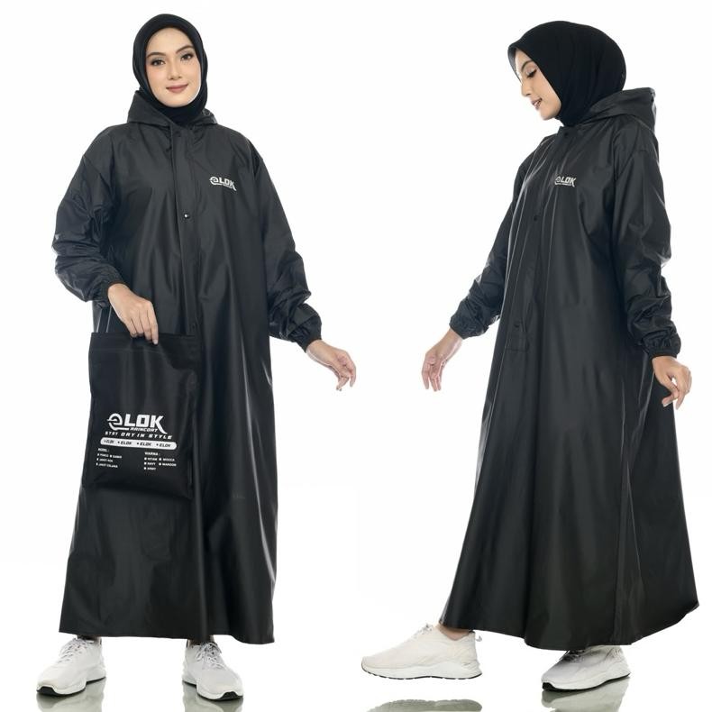(PROMO HUJAN) Jas Hujan Gamis Syari Wanita Muslim/Mantel Wanita Jumbo Waterproof Bahan PVC 0,25 Anti