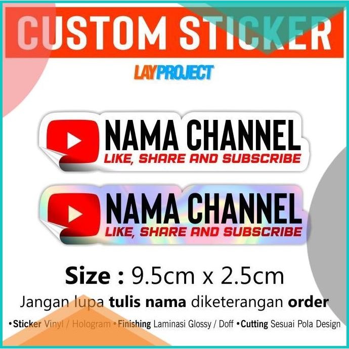

Custom Sticker Vinyl Hologram Nama Channel Ytb 11OKTZ4 accessories
