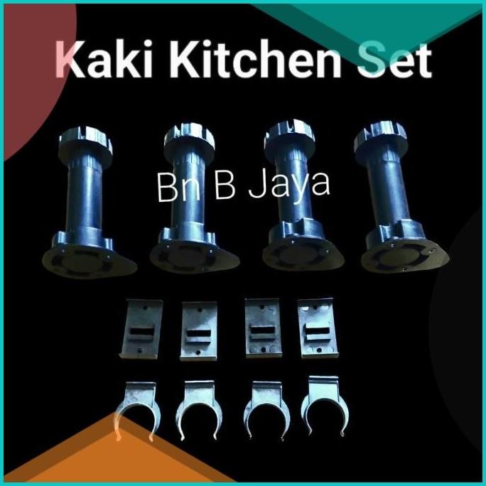 Kaki Meja Lemari Kitchen 12 cm Set Dapur Stabil Adjuster Plastik Hitam