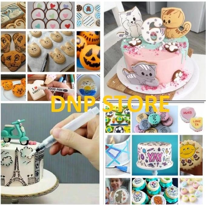 

Terlaris 1 Sets, Edible PEN untuk Makanan Food Cake & Bakery, 10 warna COD