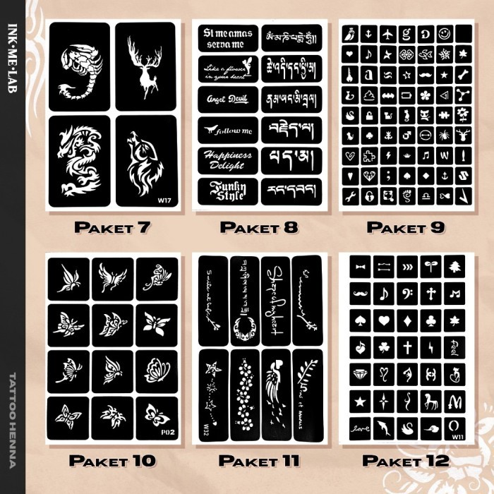 GG NEW HENNA/JAGUA INK TATTOO KIT - TATO HALAL STICKER TEMPLATE TEMPORARY TATTOO SAH WUDHU