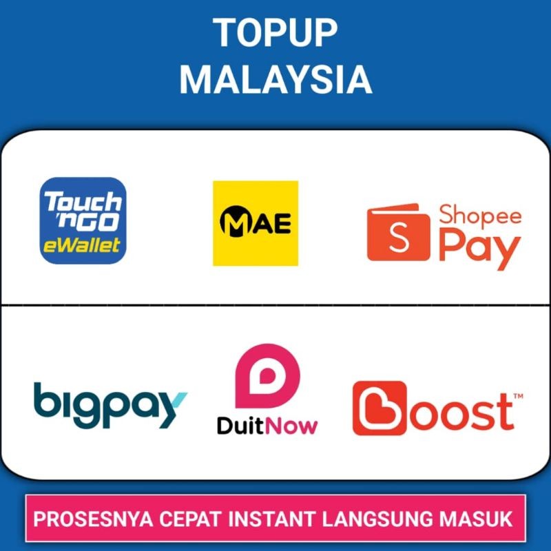 Pulsa Malaysia Touch n Go DuitNow Boost Bigpay Shopee Pay Malaysia