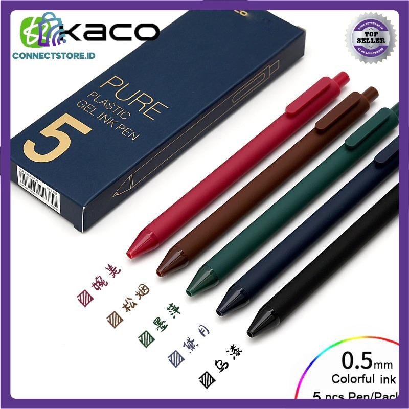 

PURE Vintage Gel Pen Pena Pulpen 0.5mm 5 PCS - Multi Warna