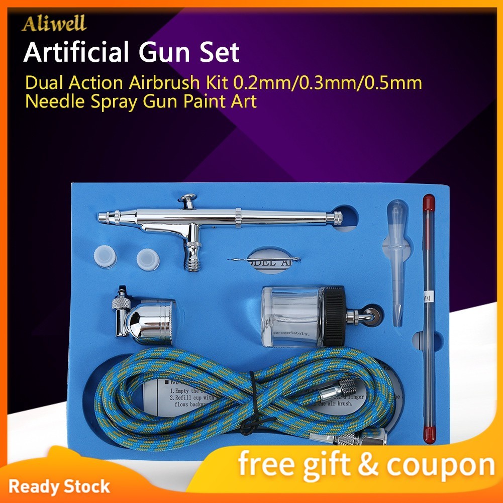 

Aliwell Kit Airbrush Aksi Ganda 0.2mm/0.3mm/0.5mm Seni Cat Semprot |8EF8882D|
