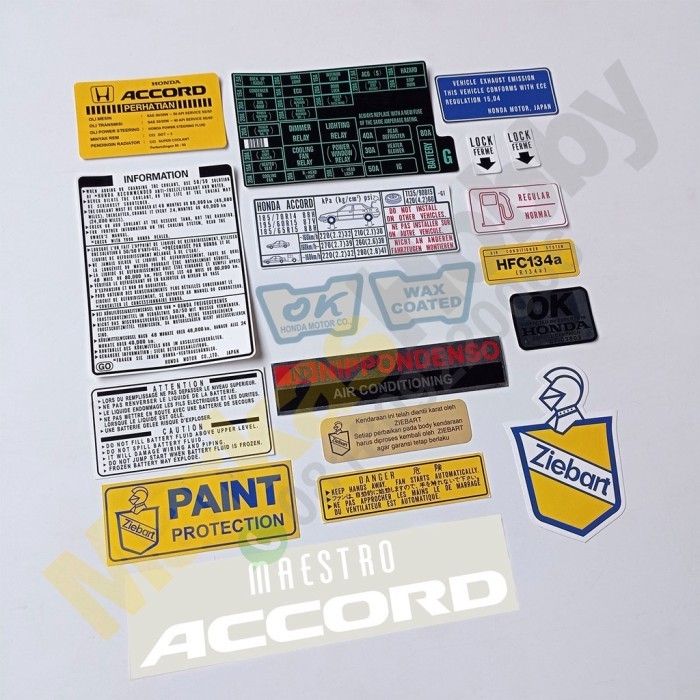 Stiker Honda Accord Maestro Karbu Pgmfi 4Ws Limited Warning Set