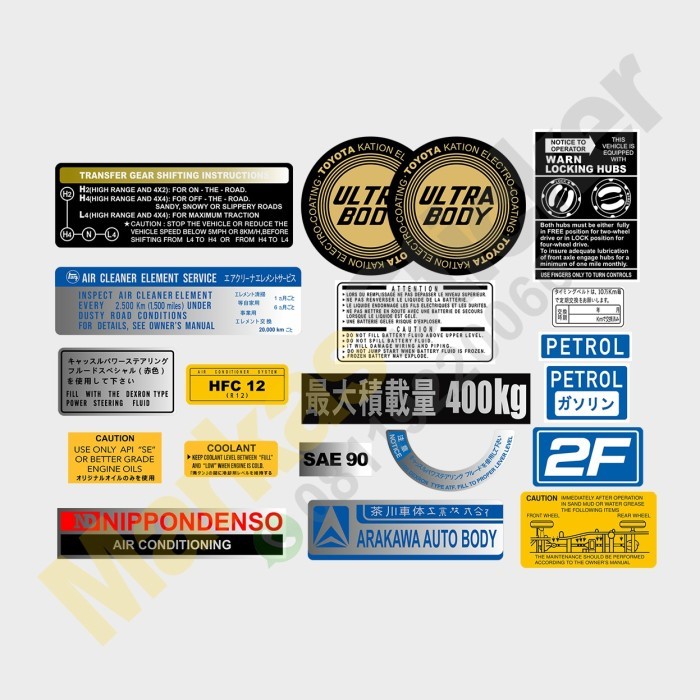 Sticker Toyota Land Cruiser Fj40 Bensin Warning Set