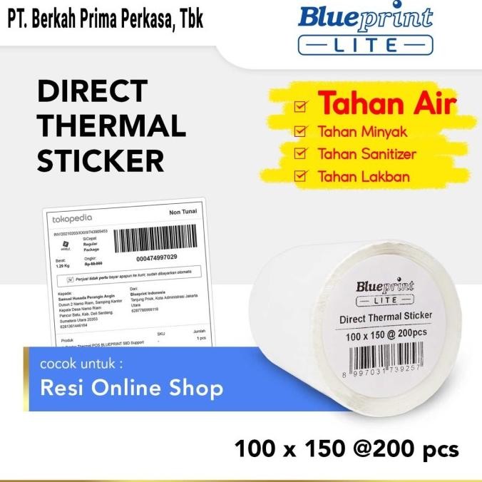 

Sale Direct Thermal Sticker Label Resi Blueprint Lite 100X150 Mm 200Pcs