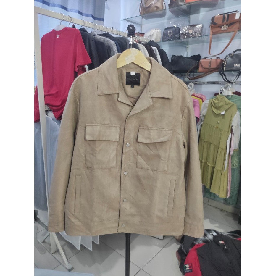 OUTERSHIRT SUEDE LEATHER LIGHRT BROWN SPAO FOR MEN