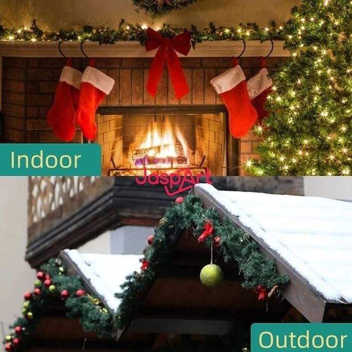 Garland Natal / Daun Garland Hijau / Aksesoris Pohon Natal Hijau panjang 2,7 Meter 200 T Garland PVC