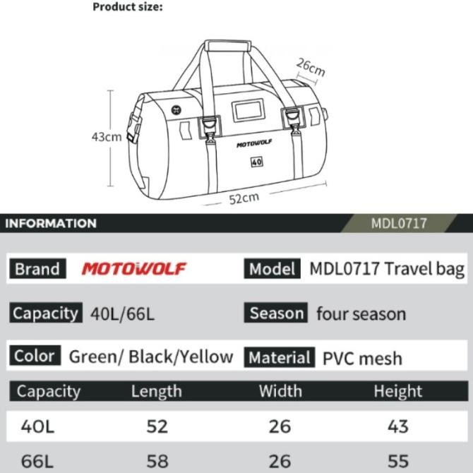 Tas Motor Touring Motowolf Tas Travel Tas Anti Air Waterproof Premium