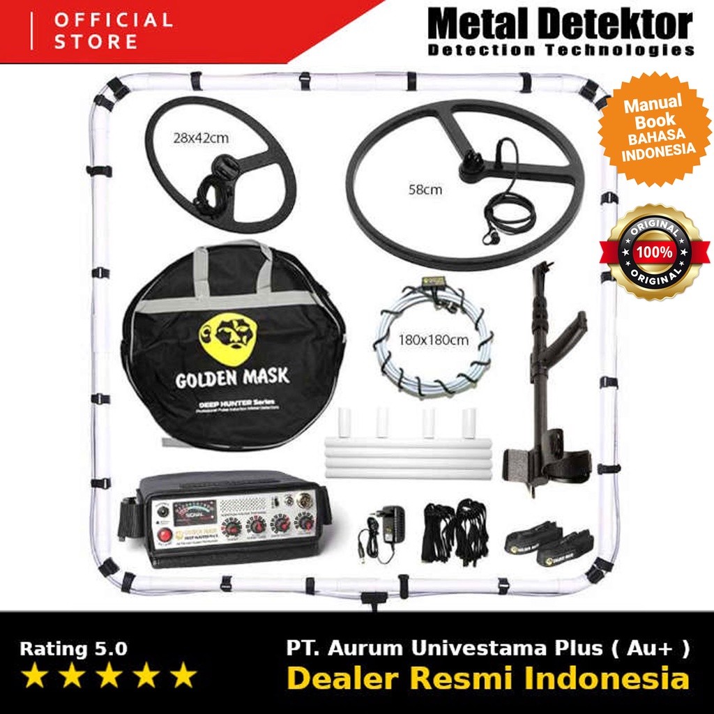 Paket 5 Golden Mask Deep Hunter Pro 5 RESMI Metal Detektor dan Detektor Emas Koin Perhiasan Kuno