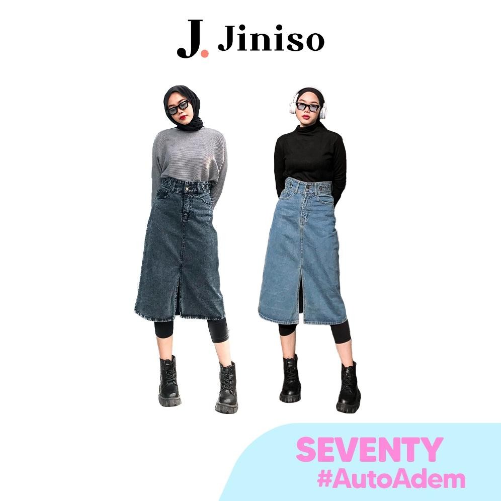 JINISO - Highwaist Rok Seventy Jeans Panjang