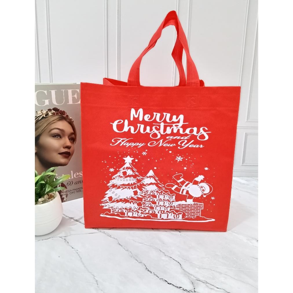 

CR - (LUSINAN 12pcs) Goodie bag BOX NATAL /tas hampers/ tas spunbond TERLARIS