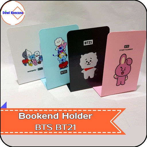 

Bt21 Book Stand Bt21 Bookend Holder Pembatas Buku Besi Bt21