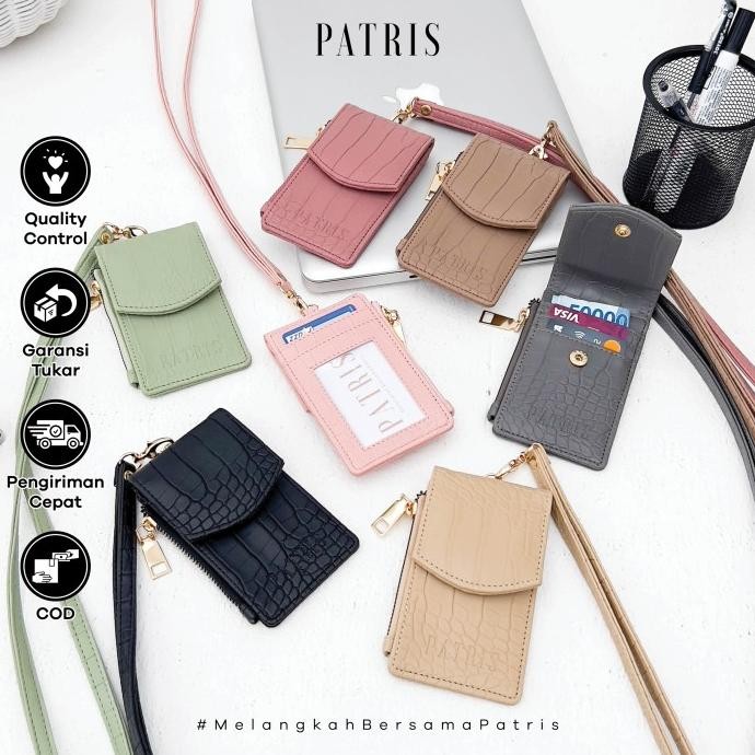 

Woman Wallet Patris Lava Lanyard Id Card Holder Name Tag Kulit Dua Sisi