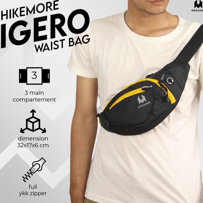 Original Waist Bag Pria Tas Selempang Pinggang Pria Hikemore Igero Setara Eiger