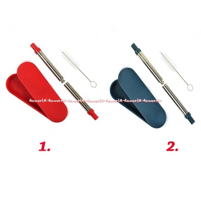 

Delicia Reusable Straw With Brush Sedotan Lipat Travelling Sikat Box
