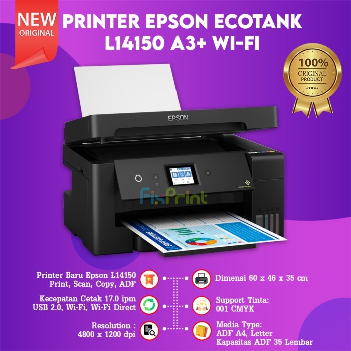 Printer Epson Ink Tank EcoTank L14150 A3+ WiFi Print Scan Copy Duplex