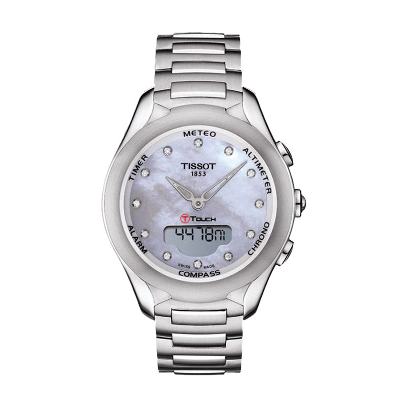 Jam Tangan Wanita TISSOT T-Touch T075.220.11.106.00 Expert Solar Mother of Pearl Dial Stainless Stee