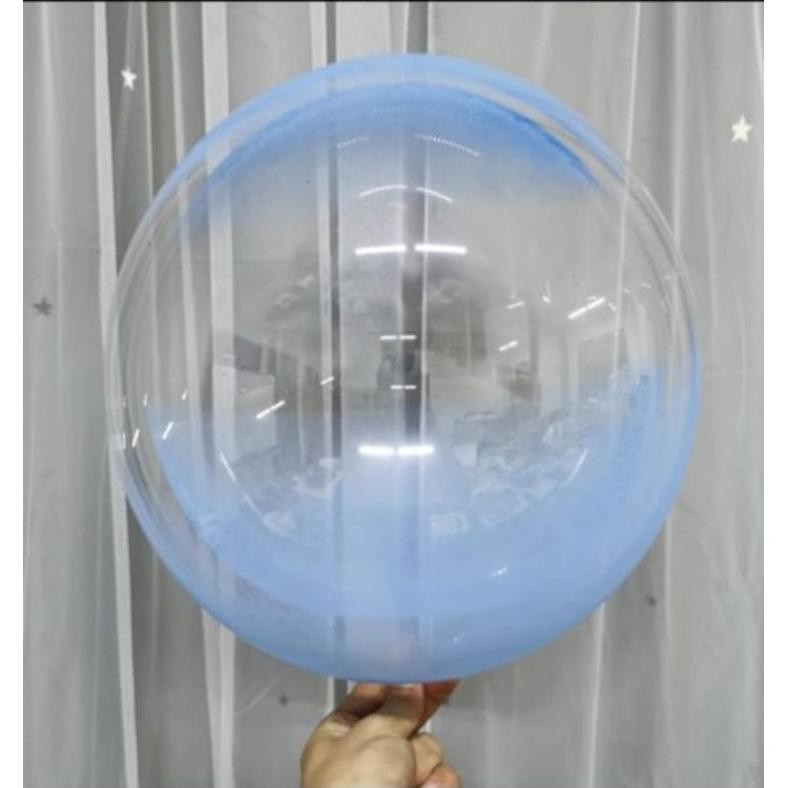 BALON PVC BOBO 18 INCH BIRU MUDA TRANSPARAN 2 SISI ATAS BAWAH / BALON BOBO 18 INCH BIRU TRANSPARAN 2