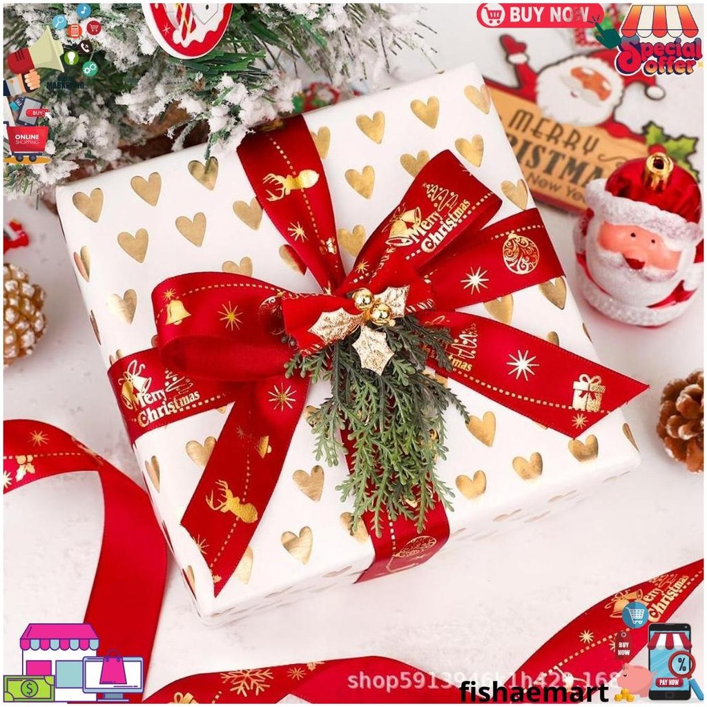 

[1 Roll] Pita Roll & Ribbon Aksesoris Hiasan Pohon Natal Pita Kawat Hias Ribbons Per 1 Roll Ornamen Bintang Meteran D Sale