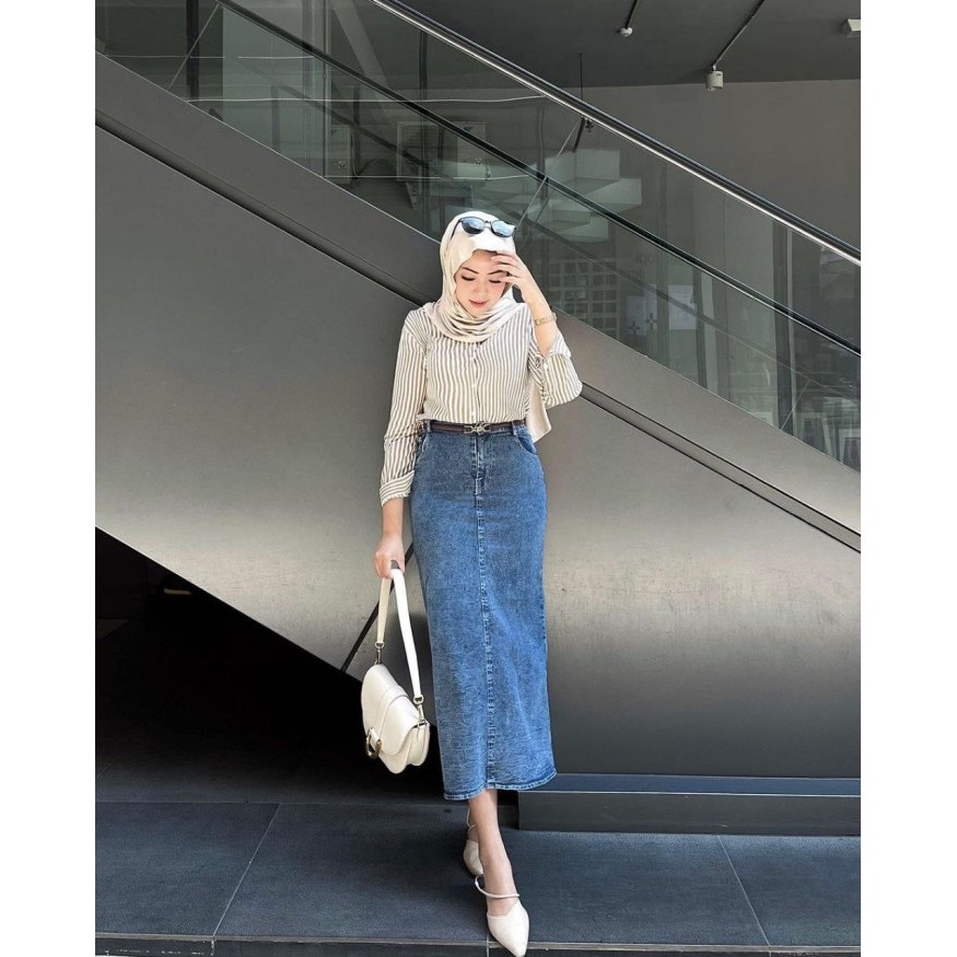 Rok jeans panjang terbaru/rok jeans kekinian