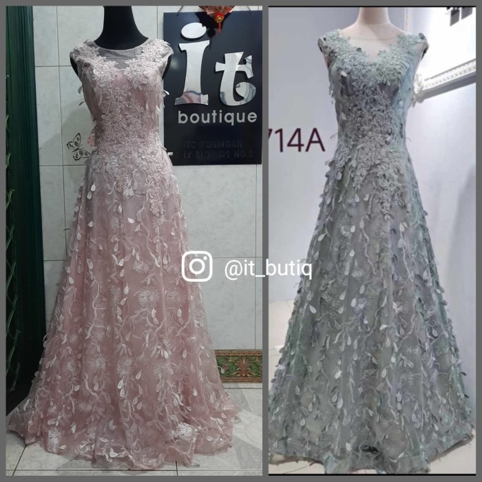 Longdress pesta rosegold silver ungu - Gaun bridal bridesmaid FIO1714