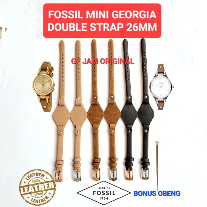 TALI JAM TANGAN FOSIL MINI GEORGIA 26MM 26 MM DOUBLE STRAP KULIT ASLI
