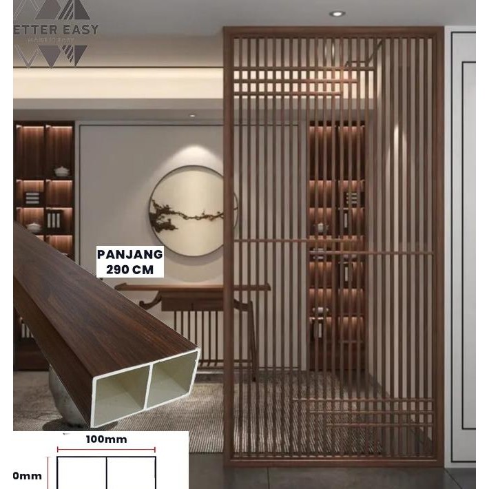 PVC Hollow Partisi | WPC Indoor Hollow Kisi Kisi | Pembatas Ruangan PVC | Timber Tube Indoor PVC | P