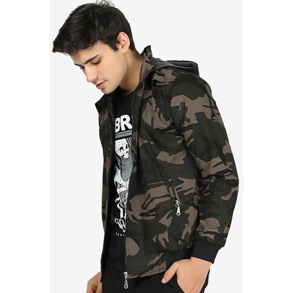 Promo Jaket Loreng Pria Jacket Hoodie Army Premium 313