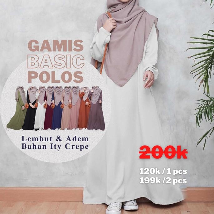 GAMIS PUTIH REMAJA DRESS HITAM POLOS WANITA PREMIUM JUMBO TERBARU