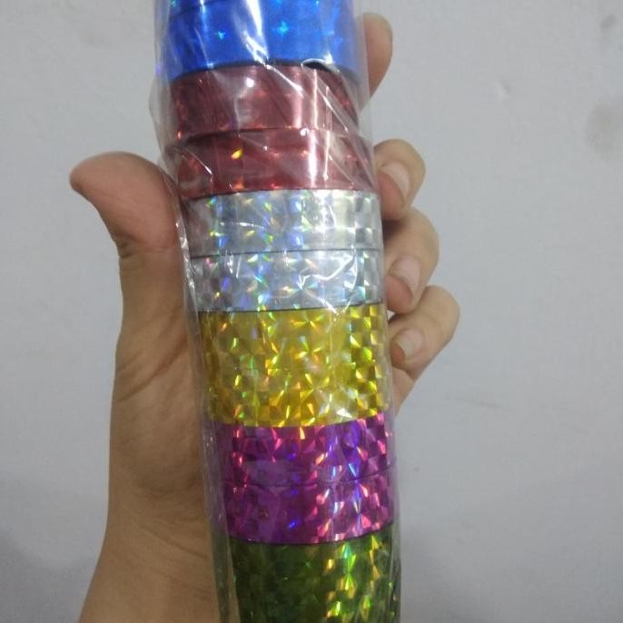 

Ready Terkini isolasi solatip warna hologram tipis isi 12 roll