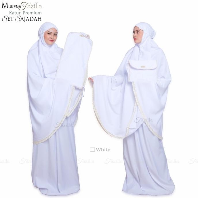 MUKENA FAZILLA PUTIH POLOS DEWASA KATUN PREMIUM JUMBO ADEM