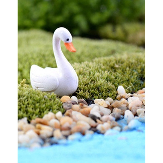 

JJ564 Miniatures - Terrariums - Fairy Garden - Animal_White Swan OBRAL