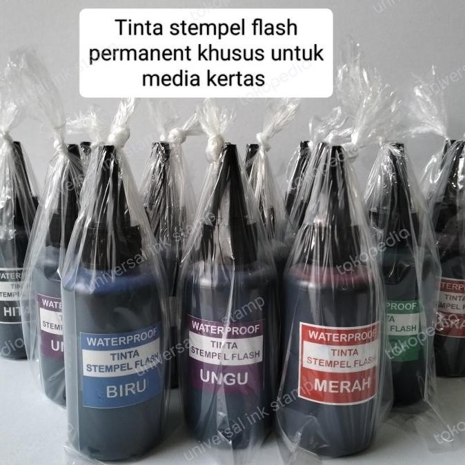 

TINTA STEMPEL WARNA FLASH WATERPROOF,TINTA PERMANEN,ANTI LUNTUR 100 ML