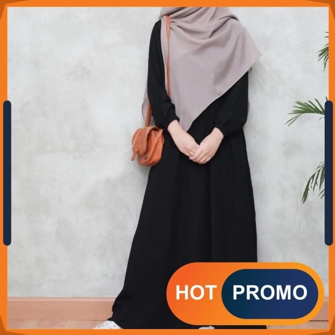DRESS HITAM GAMIS REMAJA POLOS WANITA PREMIUM JUMBO TERBARU KEKINIAN