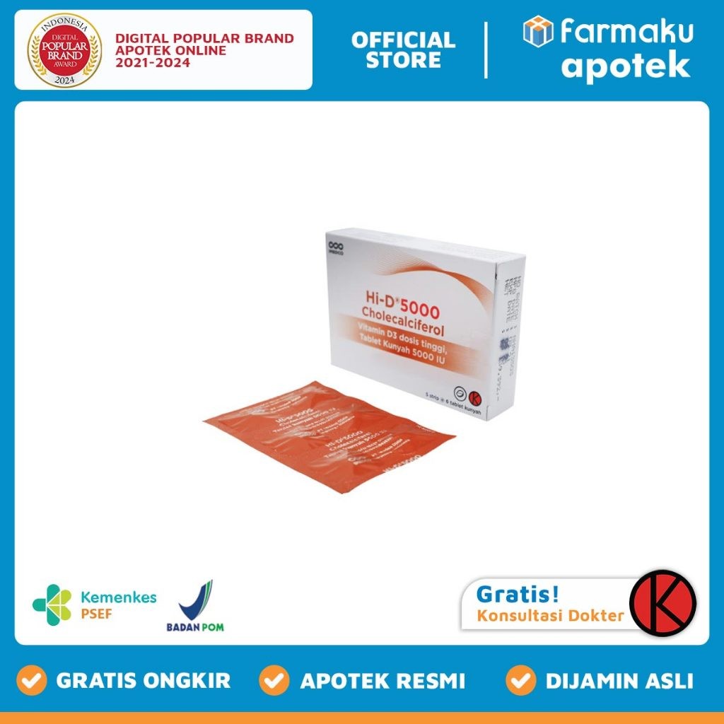 Hi-D 5000 Vitamin D3 Strip 6 Kaplet Kunyah - BHL