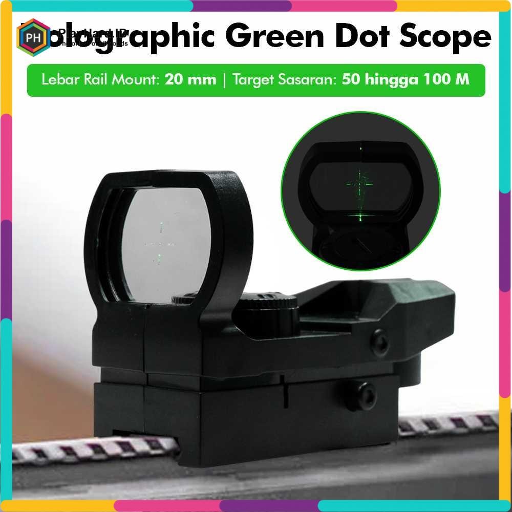 Kekeran Teropong Senapan Holographic Green Dot Scope 20mm