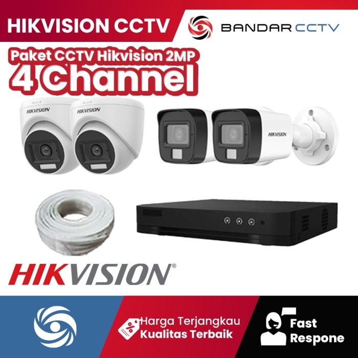 Paket Hikvision 4 Channel Kamera CCTV Resolusi 2MP