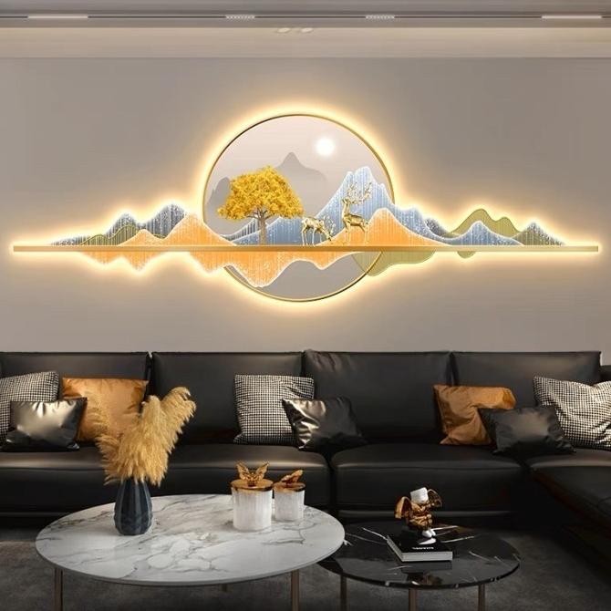 Mountain Wall Decor + LED / Hiasan Dinding Besar Ruang Tamu + Lampu