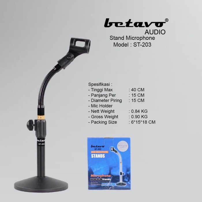 Stand mic meja betavo ST 203 full besi metal mantap /stand mic sprial