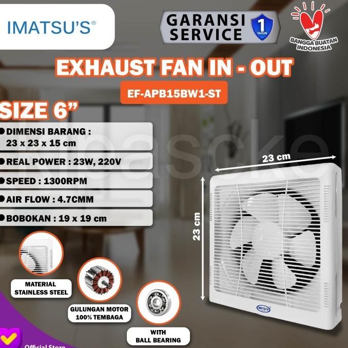 Exhaust Fan Dinding 6 Inch Wall Fan Hexos Dinding Hemat Listrik