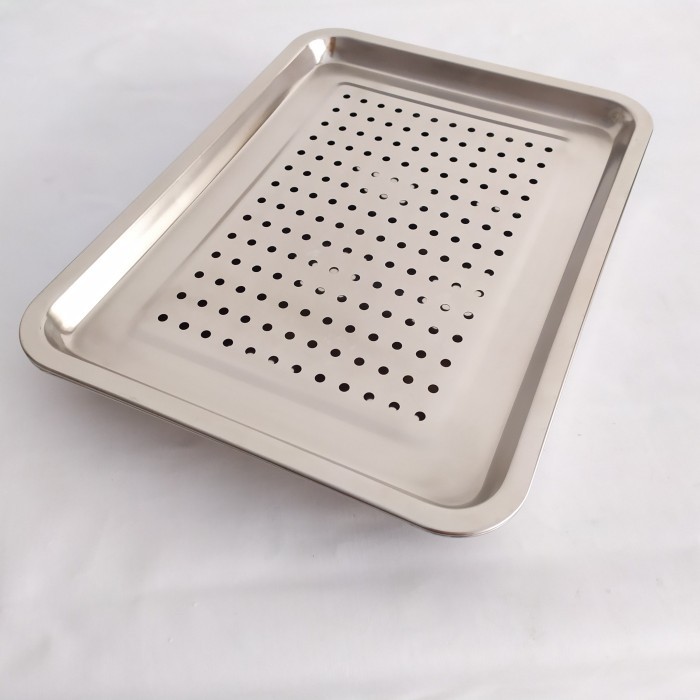 Nampan Baki Stainless Lubang Peniris Minyak Medium